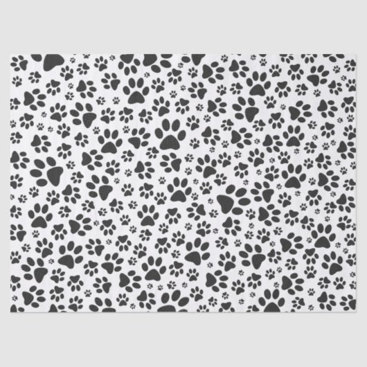 Dog Paws Black and White Polka Dot Tissuepapier (Voorkant)