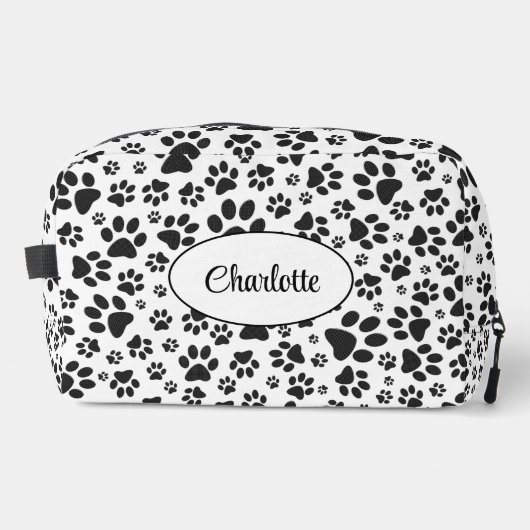 Dog Paws Black and White Polka Dot Toilettasje (Voorkant)