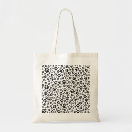 Dog Paws Black and White Polka Dot Tote Bag