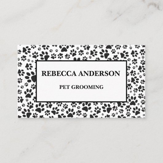 Dog Paws Black and White Polka Dot Visitekaartje (Voorkant)