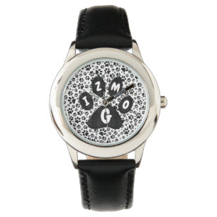 Dog Paws Black and White Polka Dot Watch Horloge