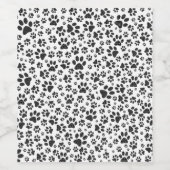 Dog Paws Black and White Polka Dot Wijn Etiket (Enkel label)
