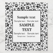 Dog Paws Black and White Polka Dot Wine Label Wijn Etiket (Enkel label)