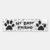 Dog Paws Black en White Polka Bumpersticker (Voorkant)