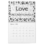 Dog Paws Black en White Polka Dot Calendar Kalender (Feb 2026)