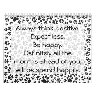 Dog Paws Black en White Polka Dot Calendar Kalender