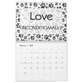 Dog Paws Black en White Polka Dot Calendar Kalender (Feb 2027)
