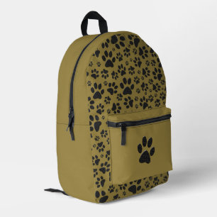 Dog Paws Black & White Polka Dot on militair goud Bedrukte Rugzak