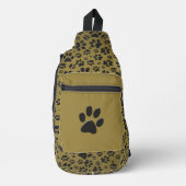 Dog Paws Black & White Polka Dot on militair goud Sling Bag (Voorkant)
