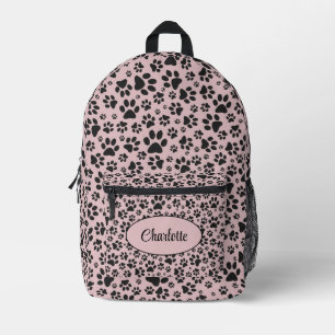 Dog Paws Black & White Polka Dot on pink charlotte Bedrukte Rugzak