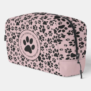 Dog Paws Black & White Polka Dot on pink charlotte Toilettasje