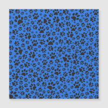 Dog Paws Black & White Polka Dot on tech blue