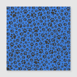 Dog Paws Black & White Polka Dot on tech blue