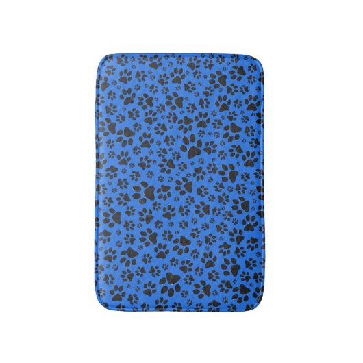 Dog Paws Black & White Polka Dot on tech blue Badmat (Voorkant Verticaal)
