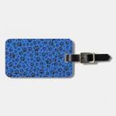 Dog Paws Black & White Polka Dot on tech blue Bagagelabel (Voorkant horizontaal)