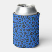 Dog Paws Black & White Polka Dot on tech blue Blikjeskoeler (Blikje Voorkant)