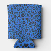 Dog Paws Black & White Polka Dot on tech blue Blikjeskoeler (Achterkant)