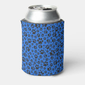 Dog Paws Black & White Polka Dot on tech blue Blikjeskoeler (Blikje Achterkant)
