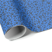 Dog Paws Black & White Polka Dot on tech blue Cadeaupapier (Rol Hoek)