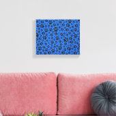 Dog Paws Black & White Polka Dot on tech blue Canvas Afdruk (Insitu (Woonkamer))