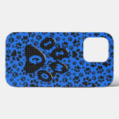 Dog Paws Black & White Polka Dot on tech blue Case-Mate iPhone Case (Achterkant (horizontaal))