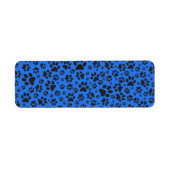Dog Paws Black & White Polka Dot on tech blue Etiket (Voorkant)