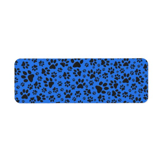 Dog Paws Black & White Polka Dot on tech blue Etiket (Voorkant)