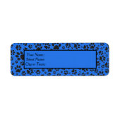 Dog Paws Black & White Polka Dot on tech blue Etiket (Voorkant)
