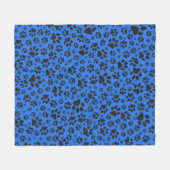 Dog Paws Black & White Polka Dot on tech blue Fleece Deken (Voorkant (Horizontaal))