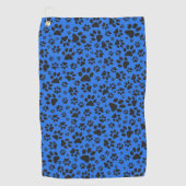 Dog Paws Black & White Polka Dot on tech blue Golfhanddoek (Voorkant)