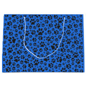 Dog Paws Black & White Polka Dot on tech blue Groot Cadeauzakje (Voorkant)