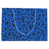Dog Paws Black & White Polka Dot on tech blue Groot Cadeauzakje (Achterkant)
