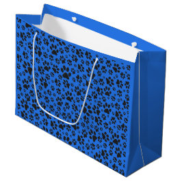 Dog Paws Black & White Polka Dot on tech blue Groot Cadeauzakje