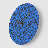 Dog Paws Black & White Polka Dot on tech blue Grote Klok (Hoek)