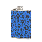 Dog Paws Black & White Polka Dot on tech blue Heupfles (Links)