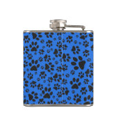 Dog Paws Black & White Polka Dot on tech blue Heupfles (Achterkant)