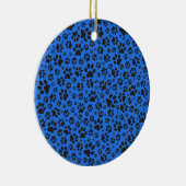 Dog Paws Black & White Polka Dot on tech blue Keramisch Ornament (Rechts)