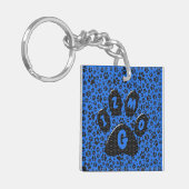 Dog Paws Black & White Polka Dot on tech blue Keyc Sleutelhanger (Voorkant Links)