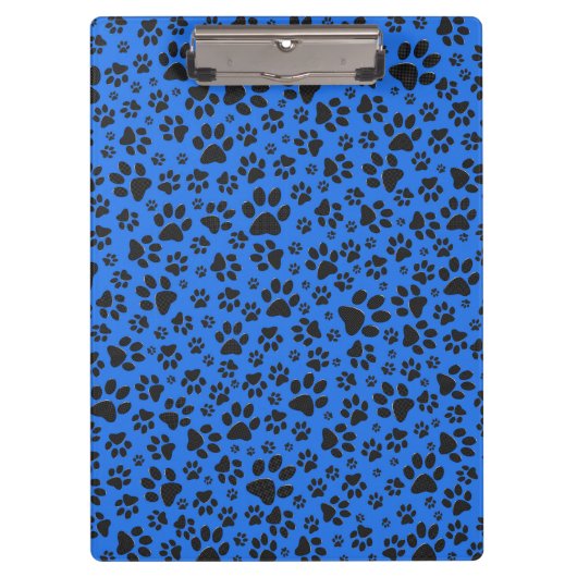 Dog Paws Black & White Polka Dot on tech blue Klembord (Voorkant)