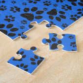 Dog Paws Black & White Polka Dot on tech blue Legpuzzel (Zijkant)