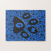 Dog Paws Black & White Polka Dot on tech blue Legpuzzel (Horizontaal)