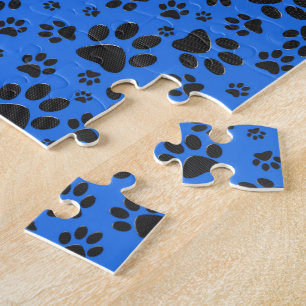 Dog Paws Black & White Polka Dot on tech blue Legpuzzel