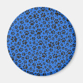 Dog Paws Black & White Polka Dot on tech blue Magneet (Voorkant)
