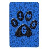 Dog Paws Black & White Polka Dot on tech blue Magneet (Verticaal)