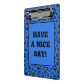Dog Paws Black & White Polka Dot on tech blue Mini Klembord (Angled2)