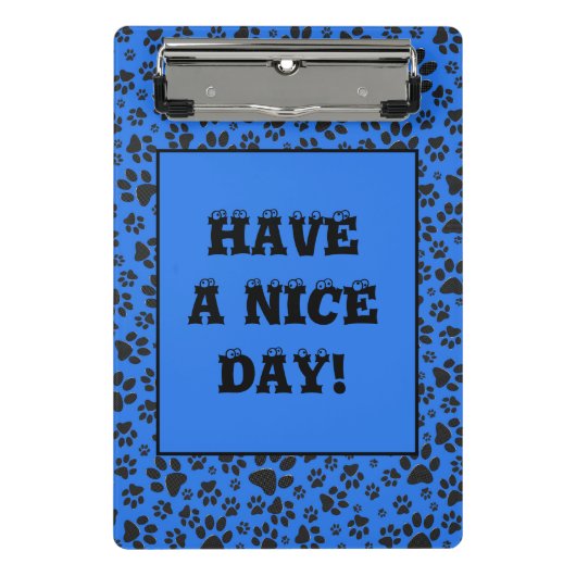 Dog Paws Black & White Polka Dot on tech blue Mini Klembord (Voorkant)