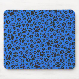 Dog Paws Black & White Polka Dot on tech blue Muismat