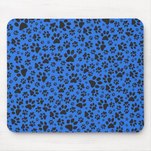 Dog Paws Black & White Polka Dot on tech blue Muismat (Voorkant)