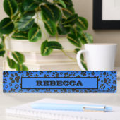 Dog Paws Black & White Polka Dot on tech blue Naambordje