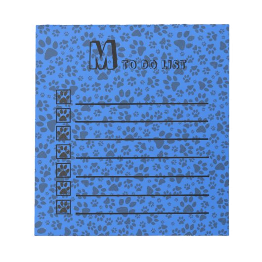 Dog Paws Black & White Polka Dot on tech blue Notitieblok (Voorkant)